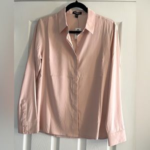 Express mauve hidden button collared work shirt